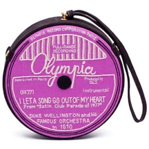 OLYMPIA LE TAN Purple Black Canvas Vinyl Clutch